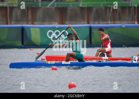 Tokyo, Japan. 07th Aug, 2021. Isaquias QUEIROZ dos SANTOS (BRA) Action, Final. Winner, winner, Olympic champion, 1st place, gold medal, gold medalist, Olympic champion, gold medalist Canoe Sprint, Canoe Sprint MC1, Men`s Canoe Single 1000m, Canadier Eins Maenner, Sea Forest Waterway, on 08/07/2021. Olympic Summer Games 2020, from 23.07. - 08.08.2021 in Tokyo/Japan. Â Credit: dpa/Alamy Live News Stock Photo